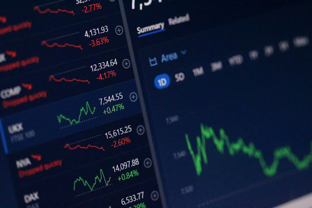 Financial dashboard interface displayed on a screen